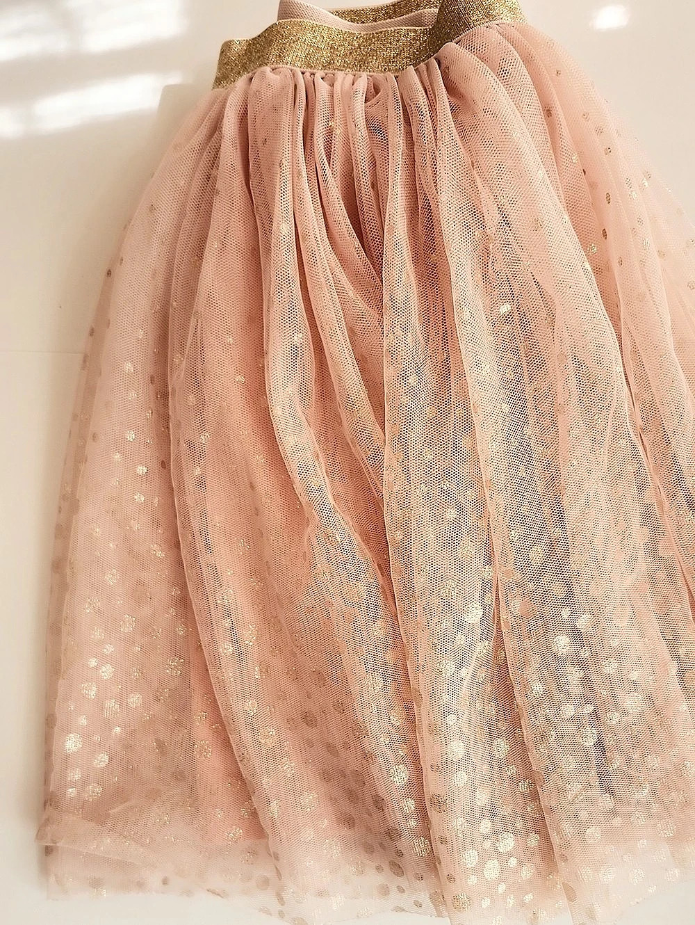 Zunie Tulle Skirt in Pink & Gold Polka-Dots Size 7/8